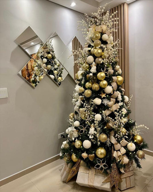 Árvore de Natal + Decoração 360º Luxuosa Gold Star – 2,50 Metros